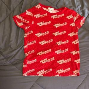 Red  and White Trouble maker club Tee